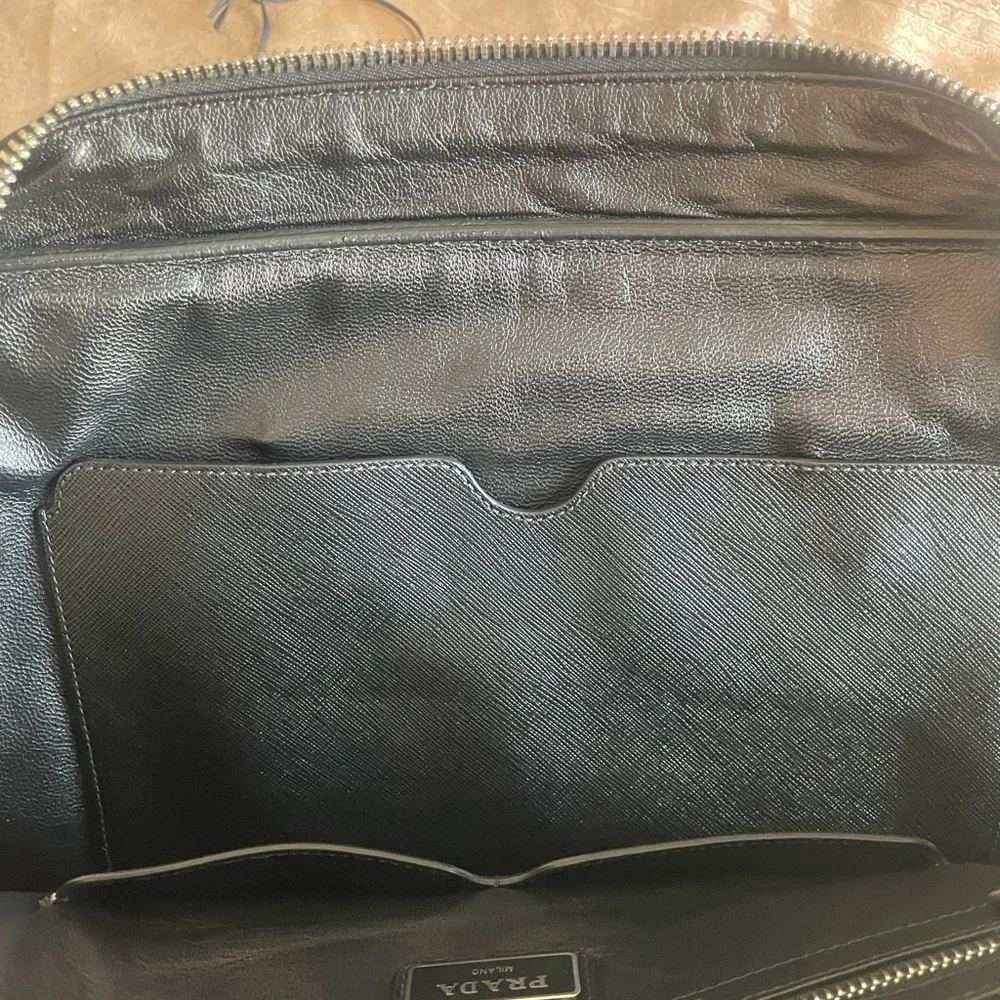 Prada Saffiano Travel Leather Duffle/Brief Bag With Lock